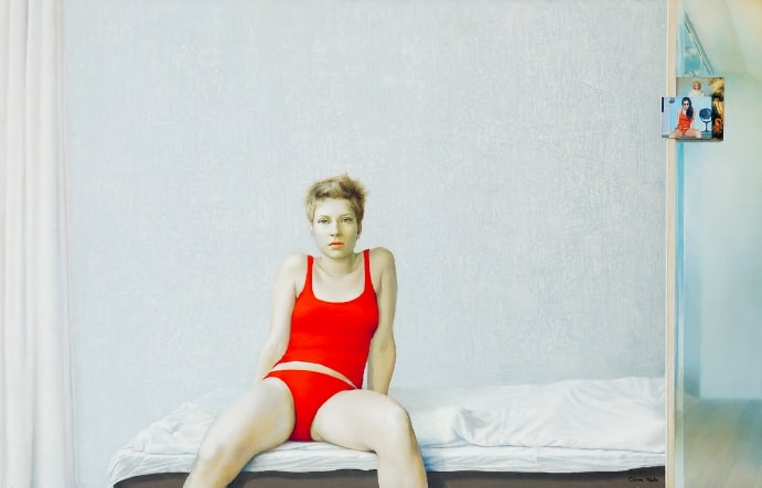 Czene Márta: Noémi-Skinny, 2005, akril, olaj, farost, 90 x 140 cm. A művész jóvoltából / fotó: Berényi Zsuzsa / HUNGART © 2019